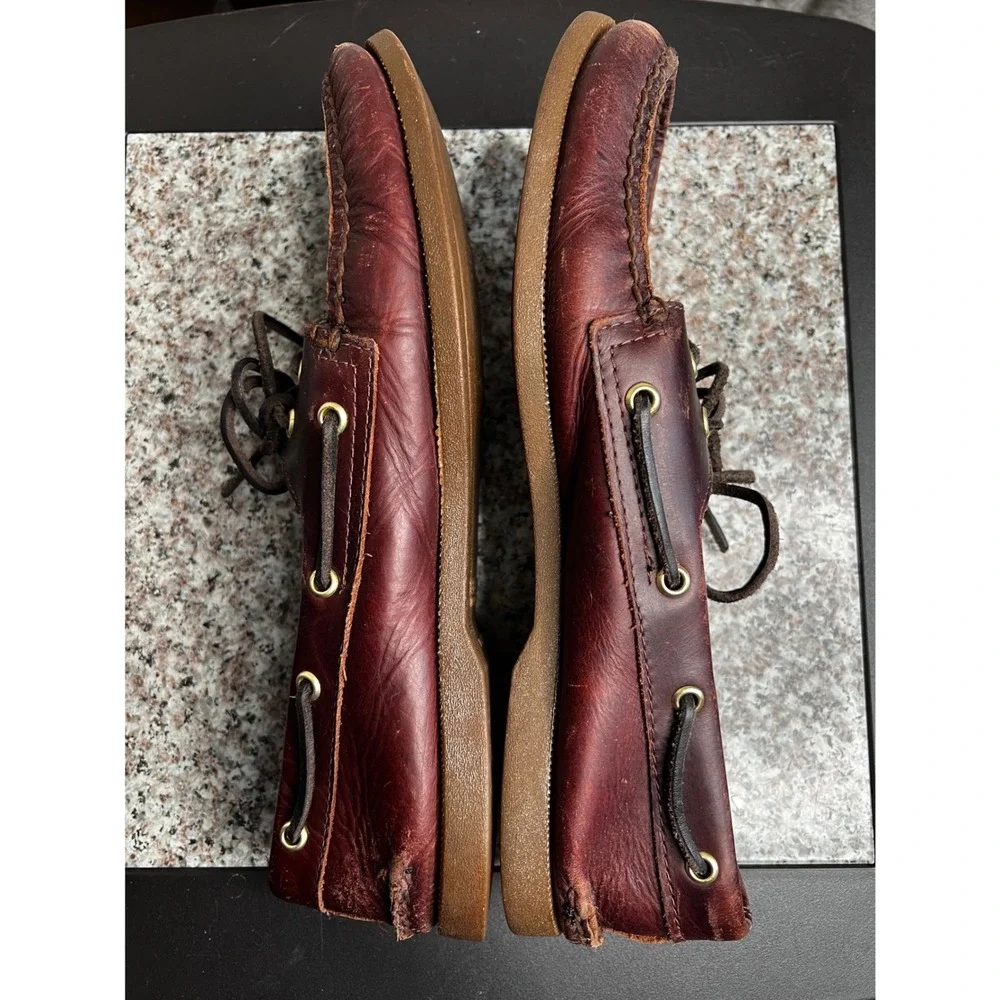 Sperry Top-Sider Mens 10.5M Authentic Original Leather Boat Shoes Burgundy Vtg